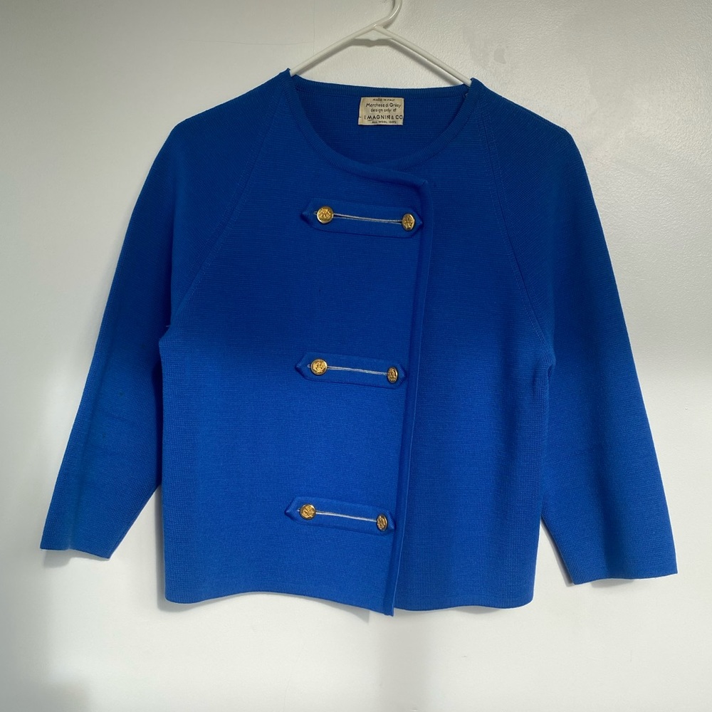 Vintage Marchesa di Gresy Blue 100% Wool Matching Set